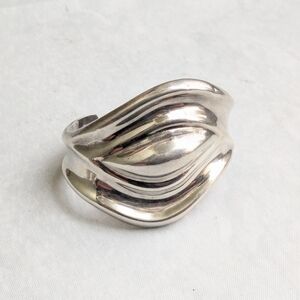 Vintage Taxco Sterling Silver Cuff Bracelet 5.5" Mexico Abstract Modern
